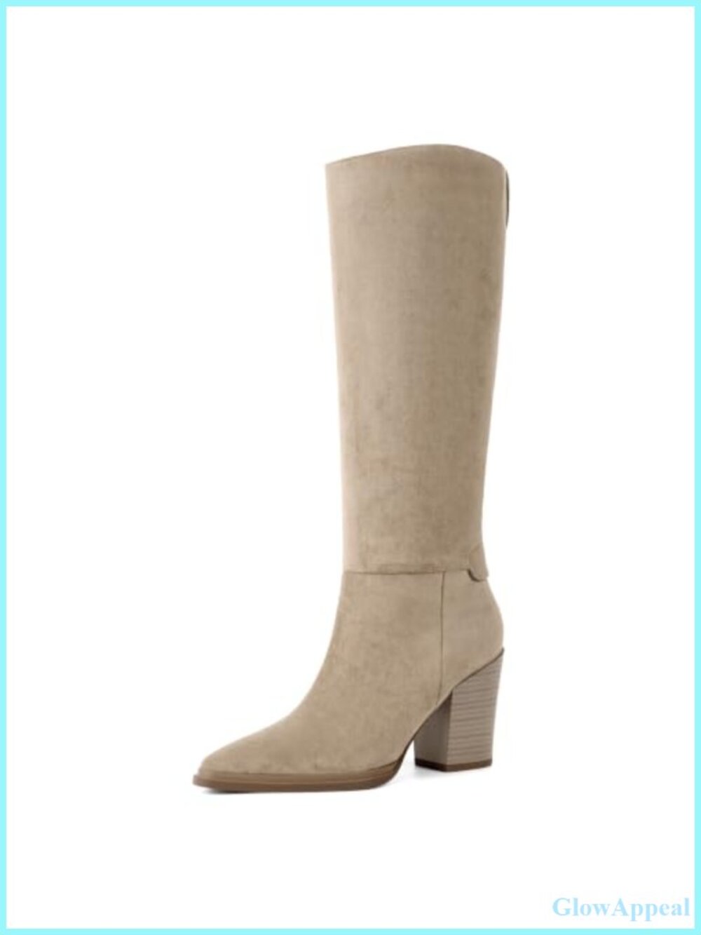 Knee High Boots Pointed Toe Chunky Heel Tall Faux Suede Women